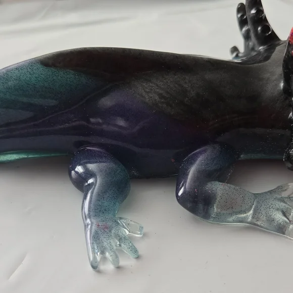 Metallic Gray Axolotl Aquarium Ornament - Decorative Fish Tank Accent - Picture 3 of 5